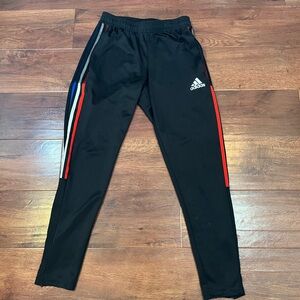 Adidas Black joggers with Red Stripes